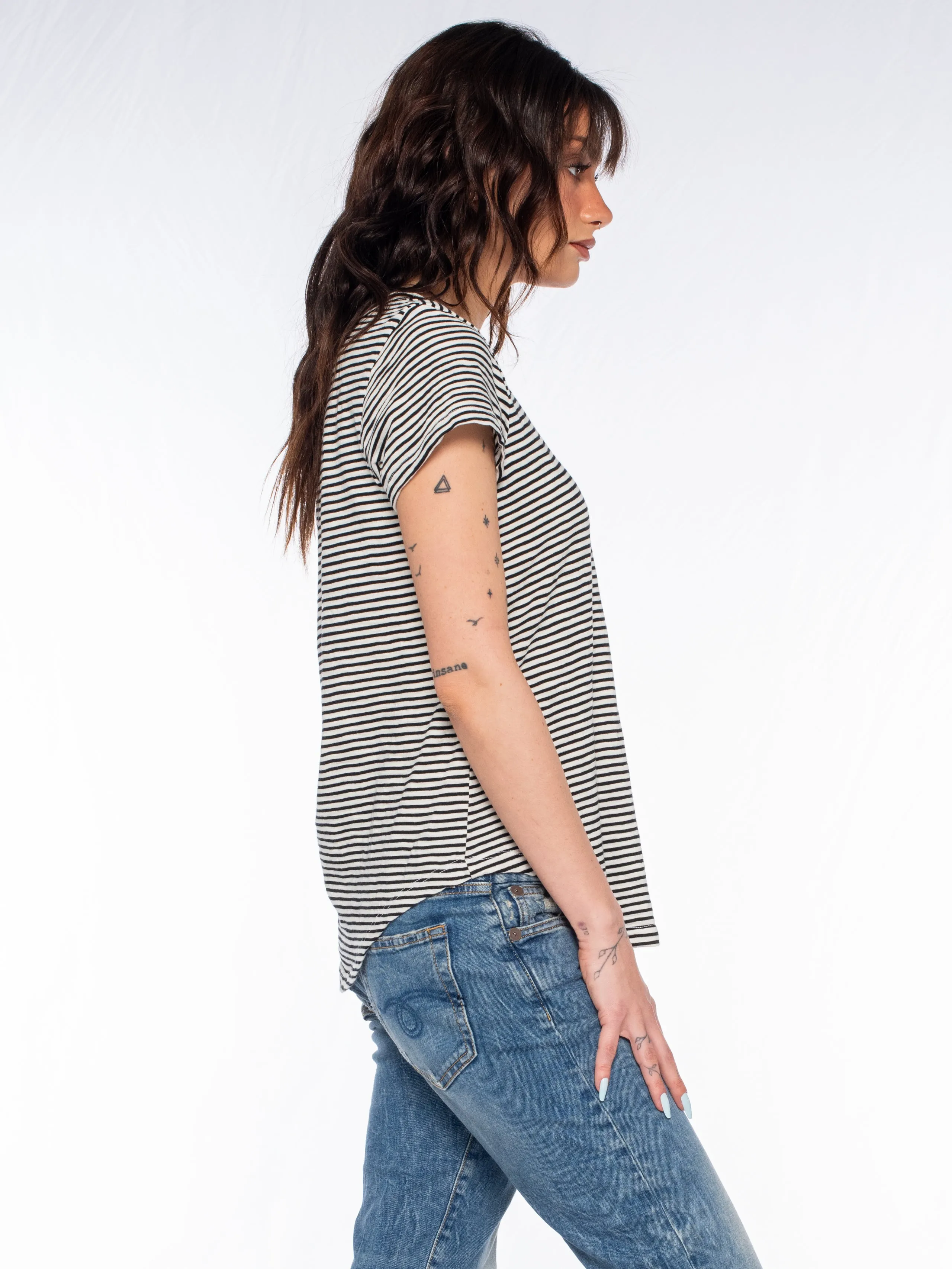 V-Neck Short Sleeve Shirttail
