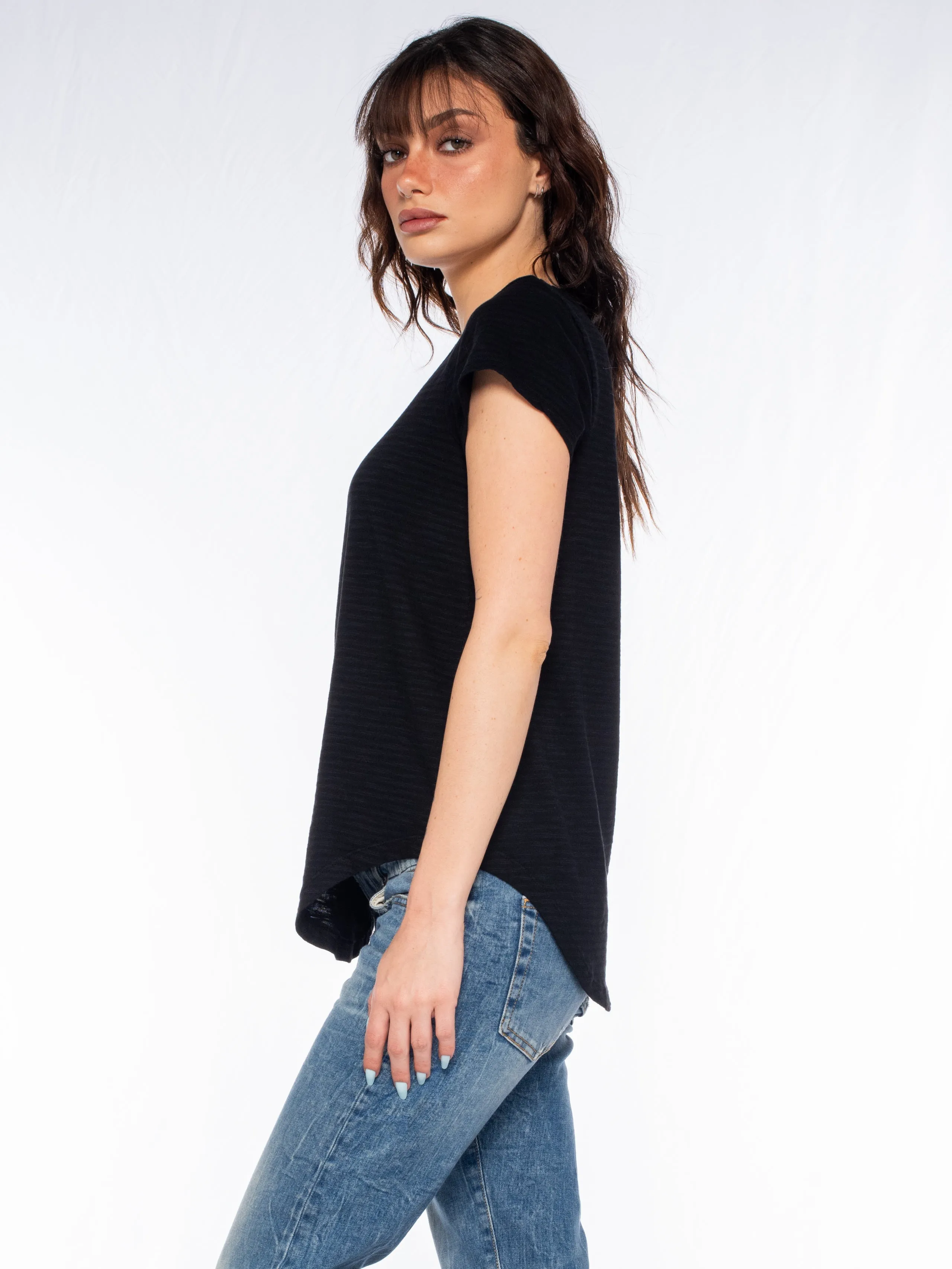 V-Neck Short Sleeve Shirttail