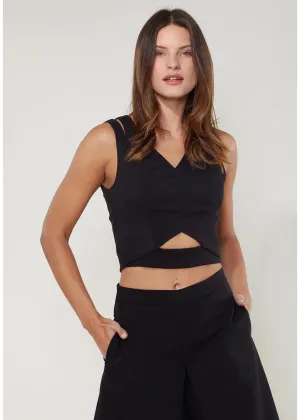 V-Neck Sleeveless Cropped Top