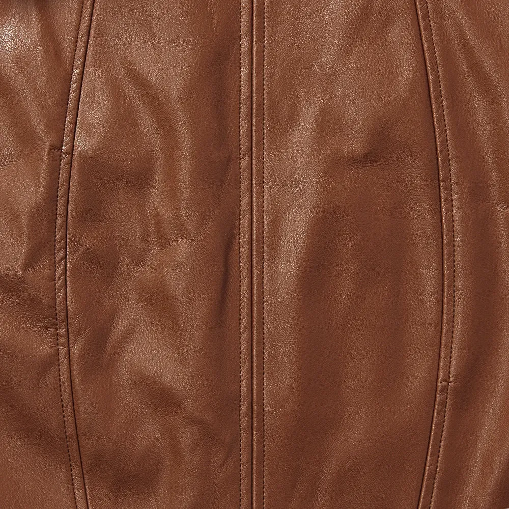 Vintage Lapel Backless Single-breasted Leather Mini Dresses