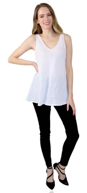 White Linen Biased Tank Top