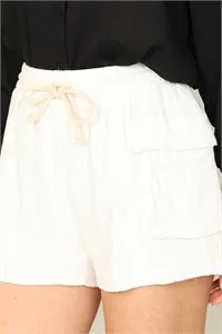 White tie front shorts