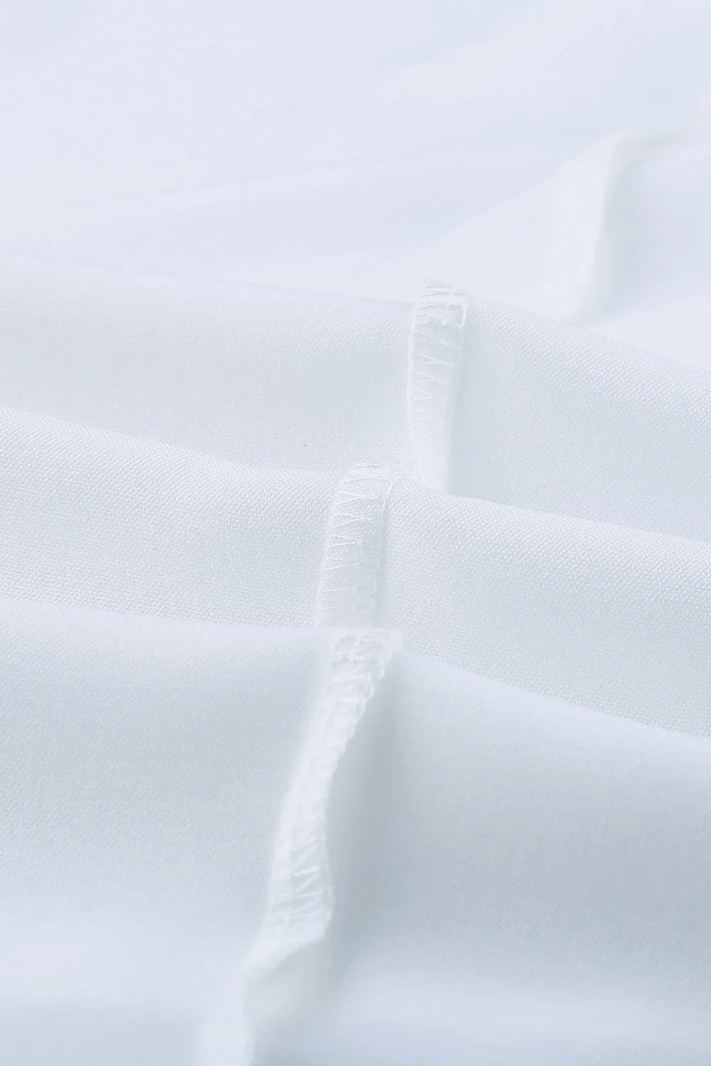 White V Neck 3/4 Sleeve High Low Hem Shirt