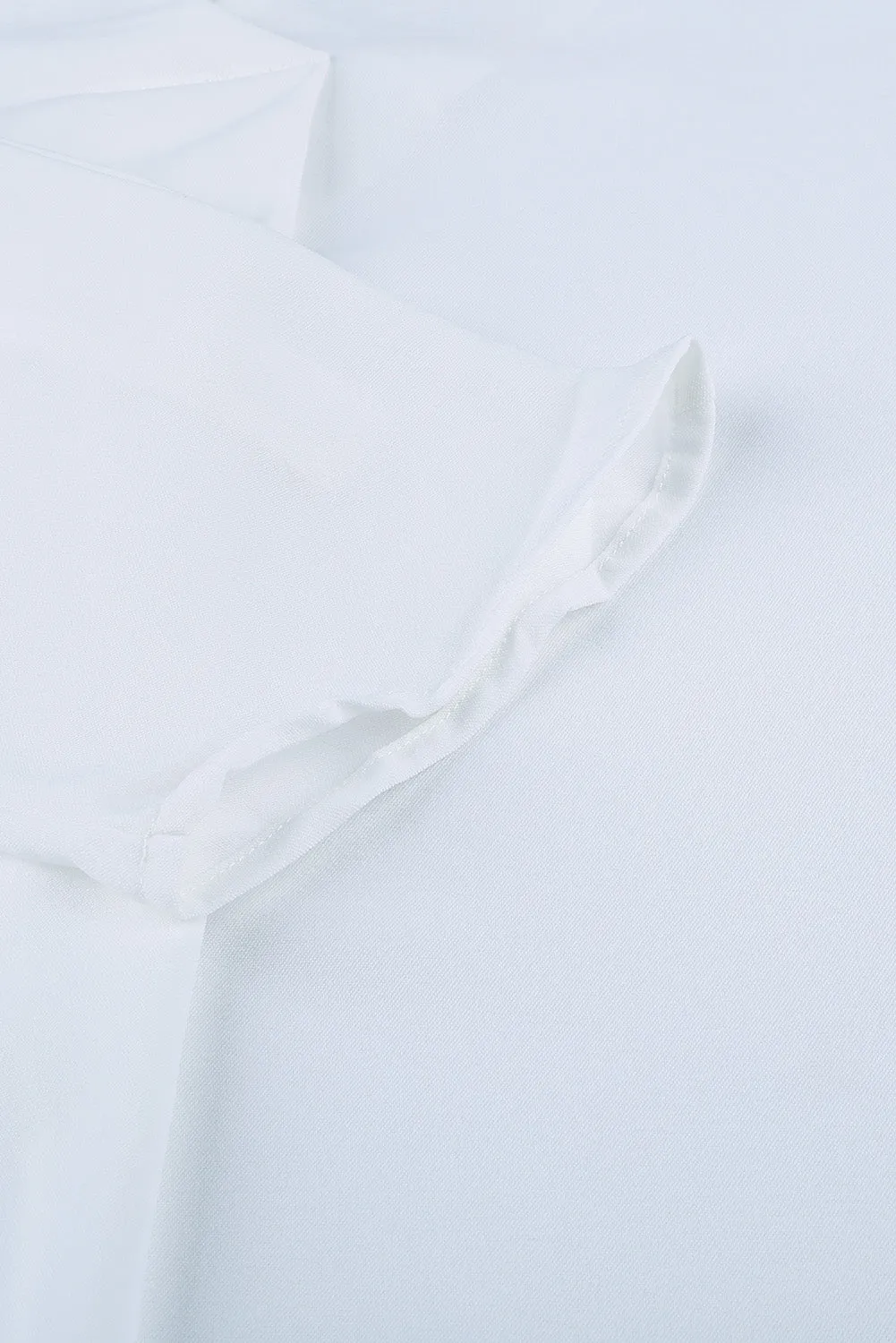 White V Neck 3/4 Sleeve High Low Hem Shirt
