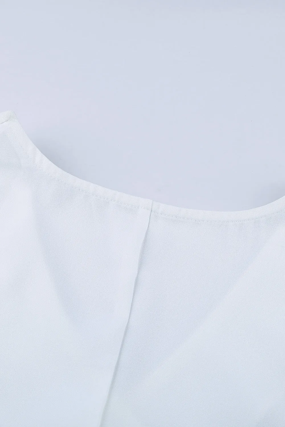 White V Neck 3/4 Sleeve High Low Hem Shirt