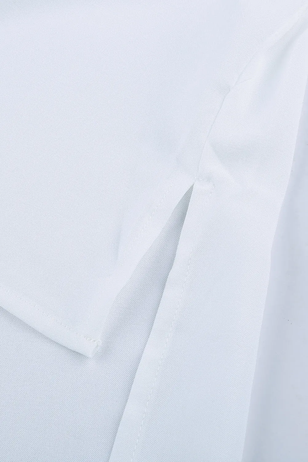 White V Neck 3/4 Sleeve High Low Hem Shirt