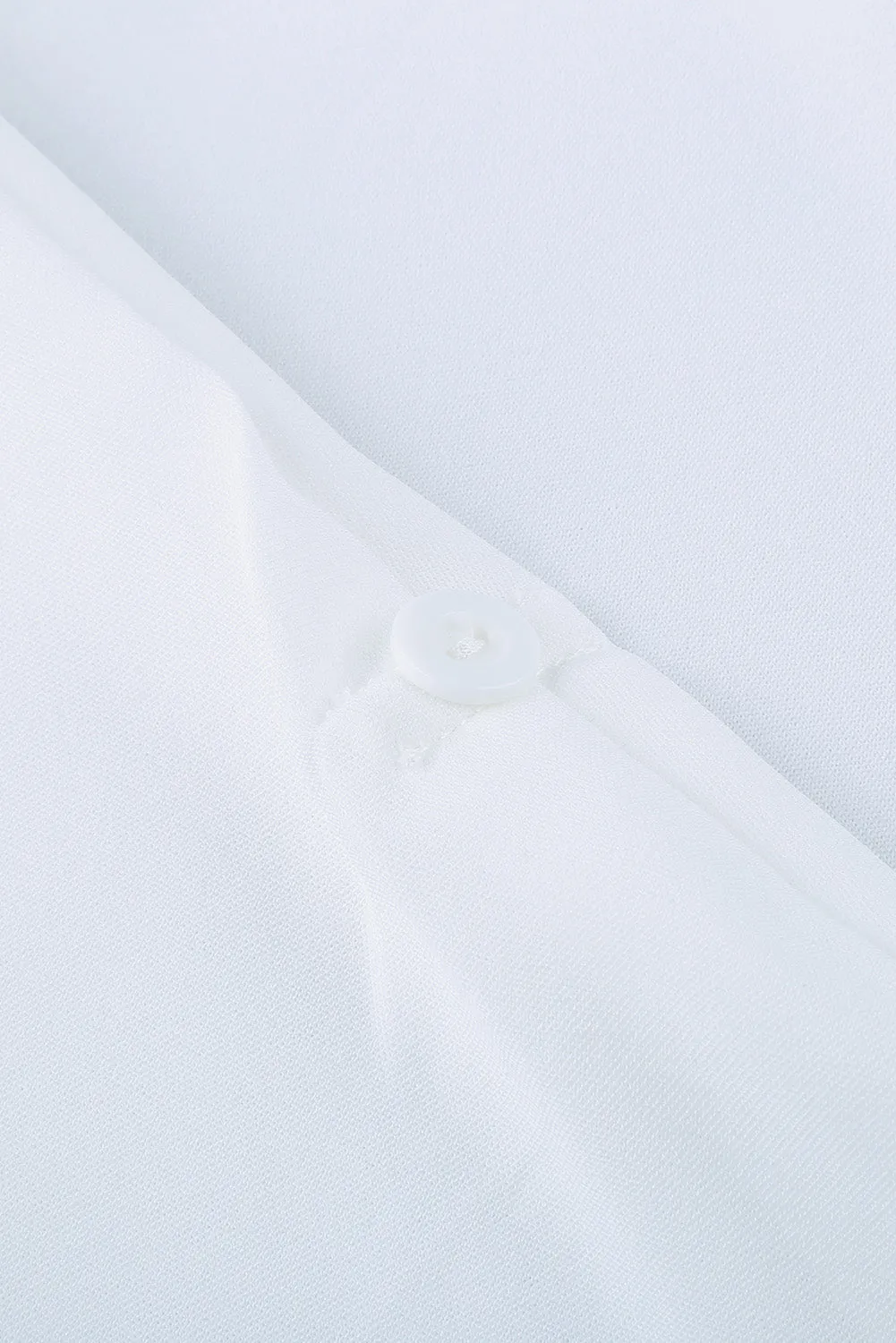 White V Neck 3/4 Sleeve High Low Hem Shirt