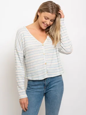 WOMEN'S V-NECK BUTTONS SWEATSHIRT TOP