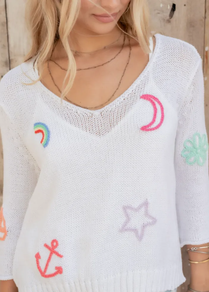Wooden Ships Charm 3/4 Sleeve Cotton V