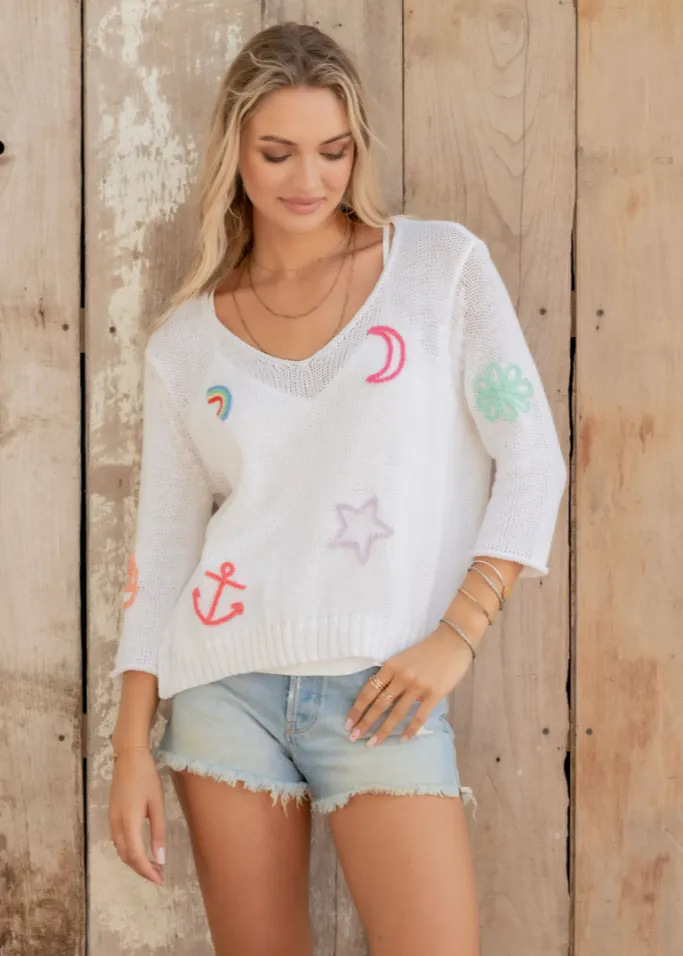 Wooden Ships Charm 3/4 Sleeve Cotton V