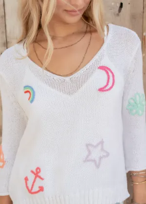 Wooden Ships Charm 3/4 Sleeve Cotton V
