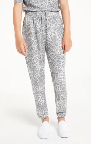 Z Supply Girls Rover Leopard Jogger - Heather Grey