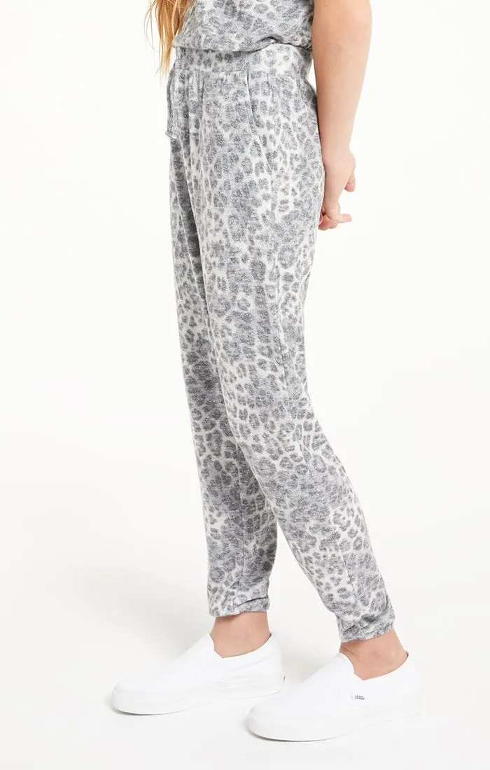 Z Supply Girls Rover Leopard Jogger - Heather Grey